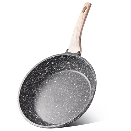 best skillet for eggs - CAROTE Nonstick Frying Pan Skillet,Non Stick Granite Fry Pan Egg Pan Omelet Pans, Stone Cookware Chef's Pan, PFOA Free,Induction Compatible(Classic Granite, 8-Inch)