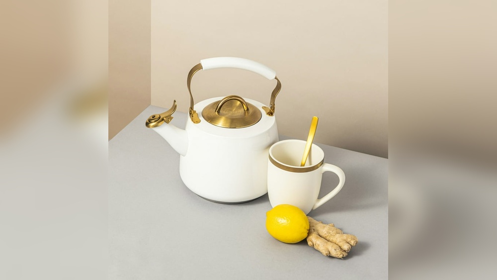 White And Gold Tea Kettle