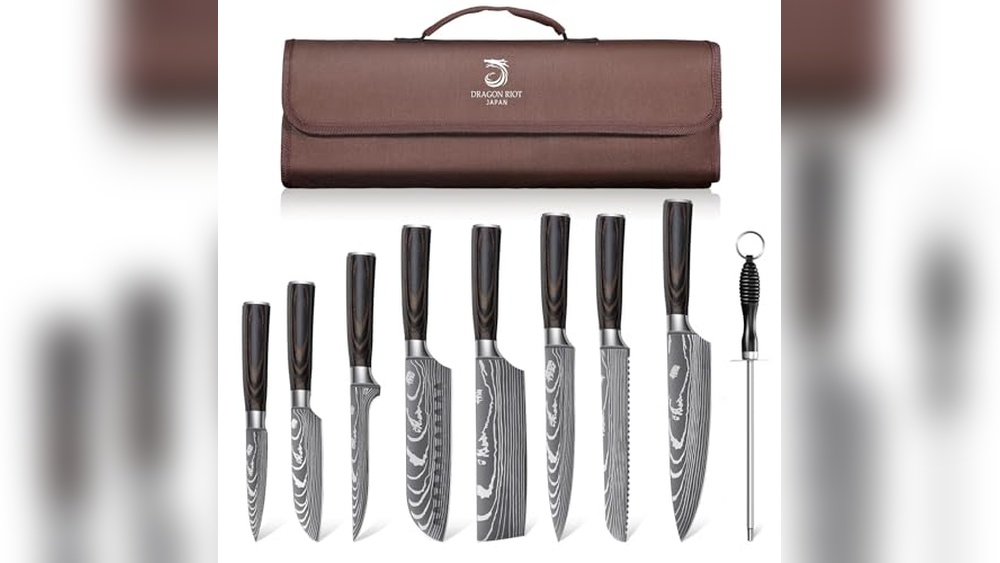 Chef Knife Set With Leather Roll