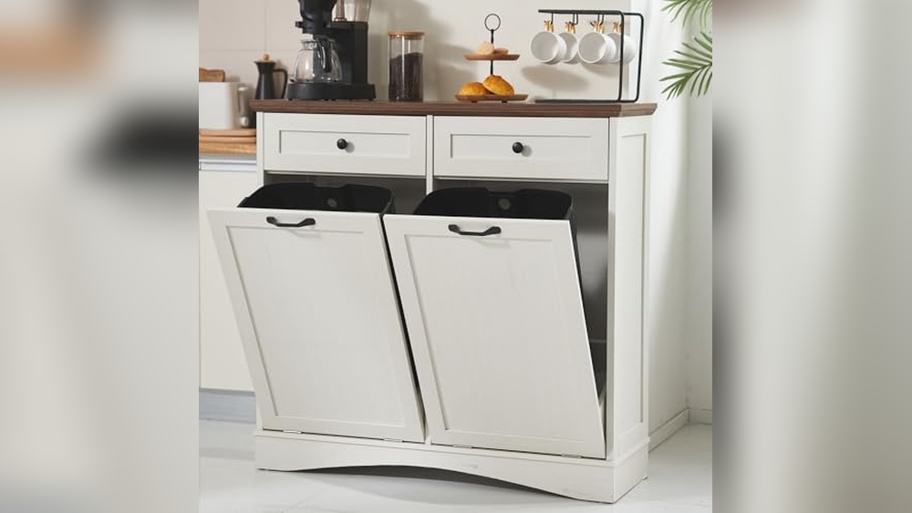 Double Trash Can Cabinet