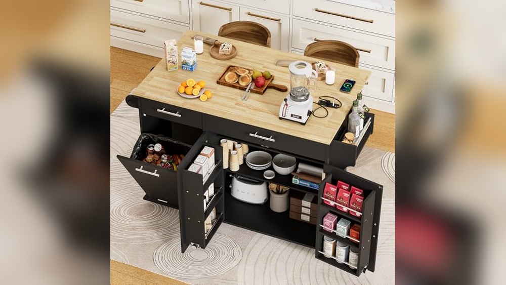 Kitchen Island With Trash Can